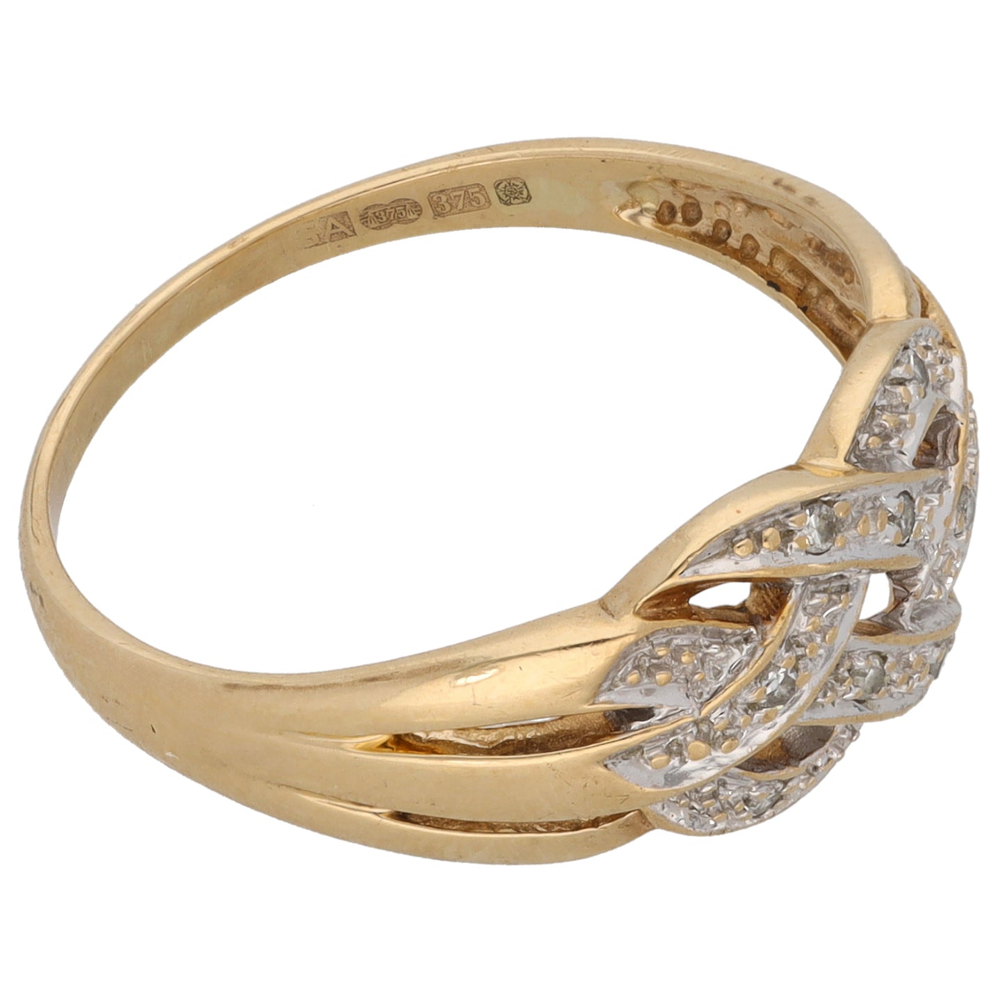 9ct Gold 0.05ct Diamond Dress/Cocktail Ring Size S