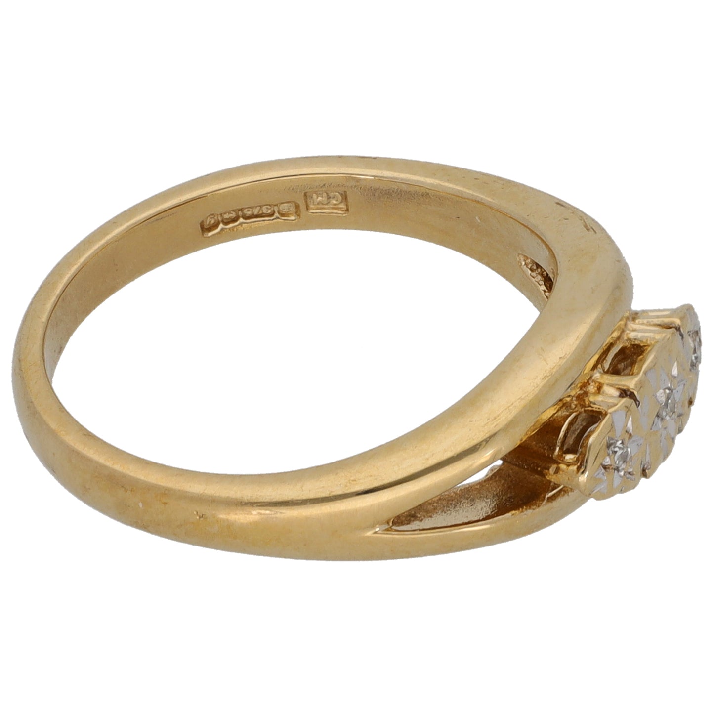 9ct Gold 0.03ct Diamond Trilogy Ring Size M