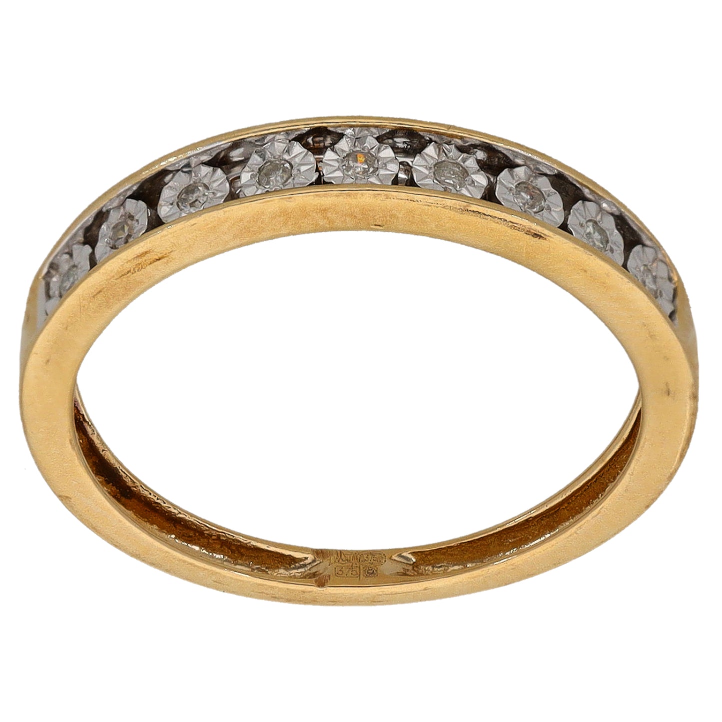 9ct Gold 0.05ct Diamond Half Eternity Ring Size L
