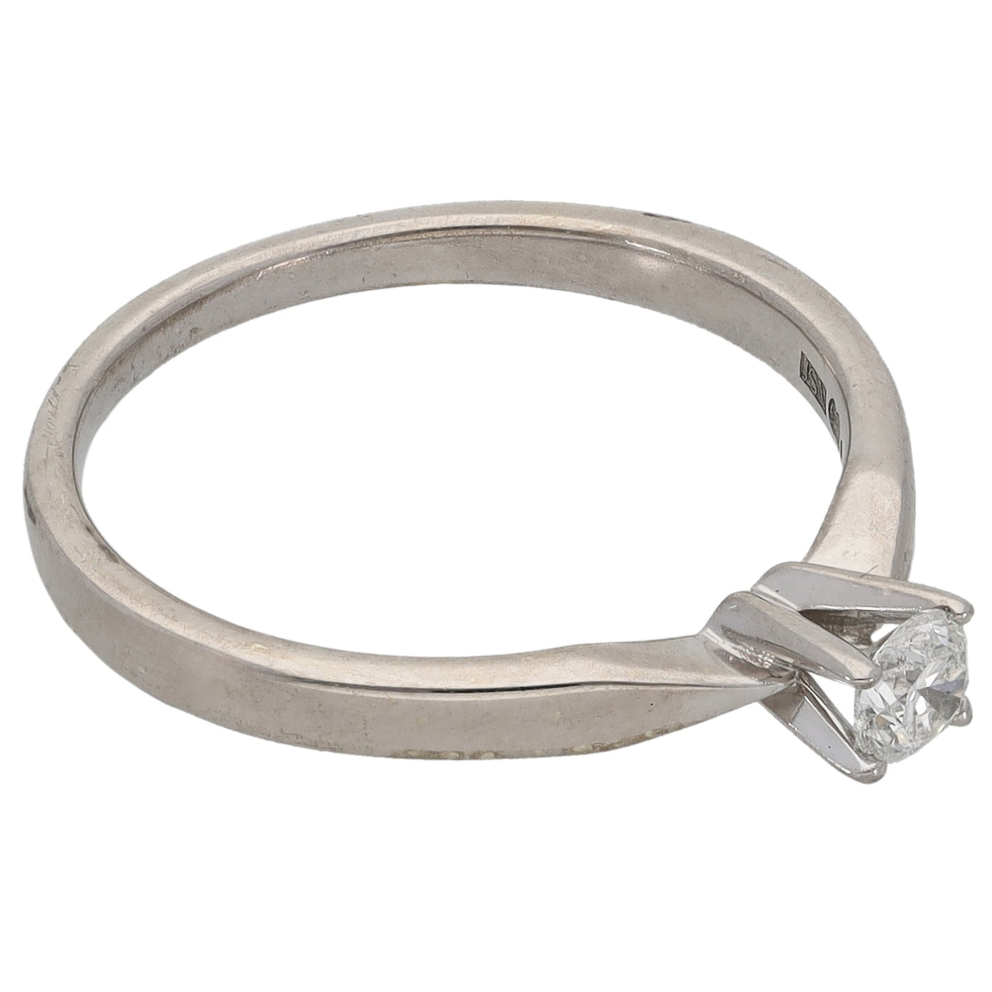 9ct White Gold 0.15ct Diamond Solitaire Ring Size L