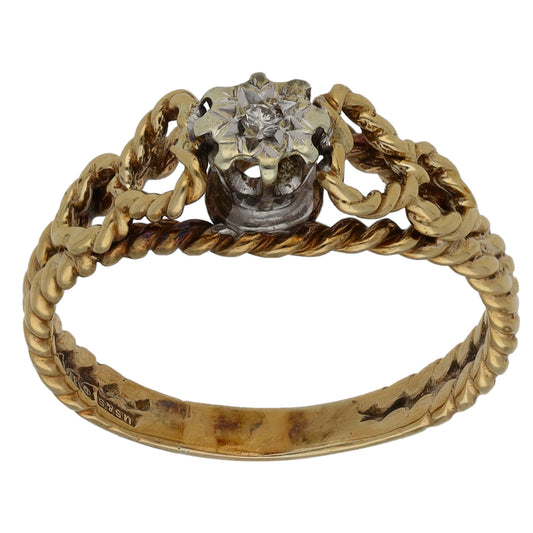 9ct Gold 0.01ct Diamond Solitaire Ring Size L