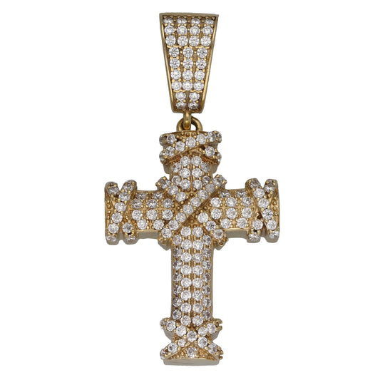 9ct Gold Cubic Zirconia Cross Pendant