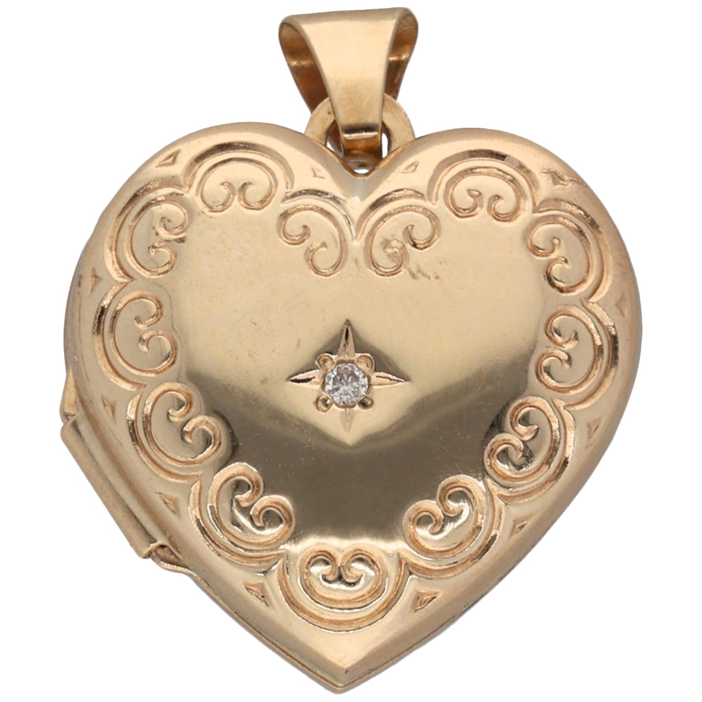 9ct Gold 0.01ct Diamond Heart Locket Pendant