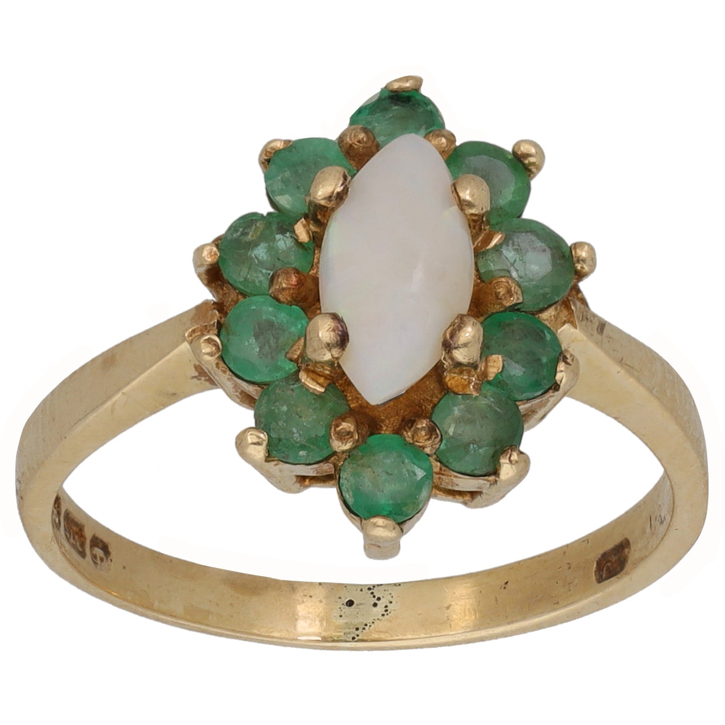 9ct Gold Opal & Emerald Dress/Cocktail Ring Size L