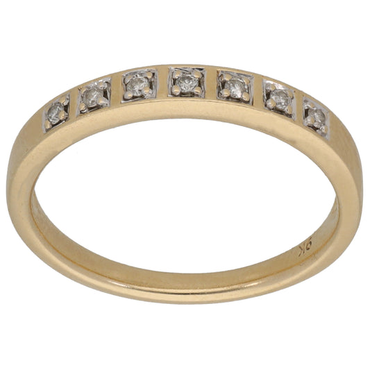 9ct Gold 0.035ct Diamond Half Eternity Ring Size N