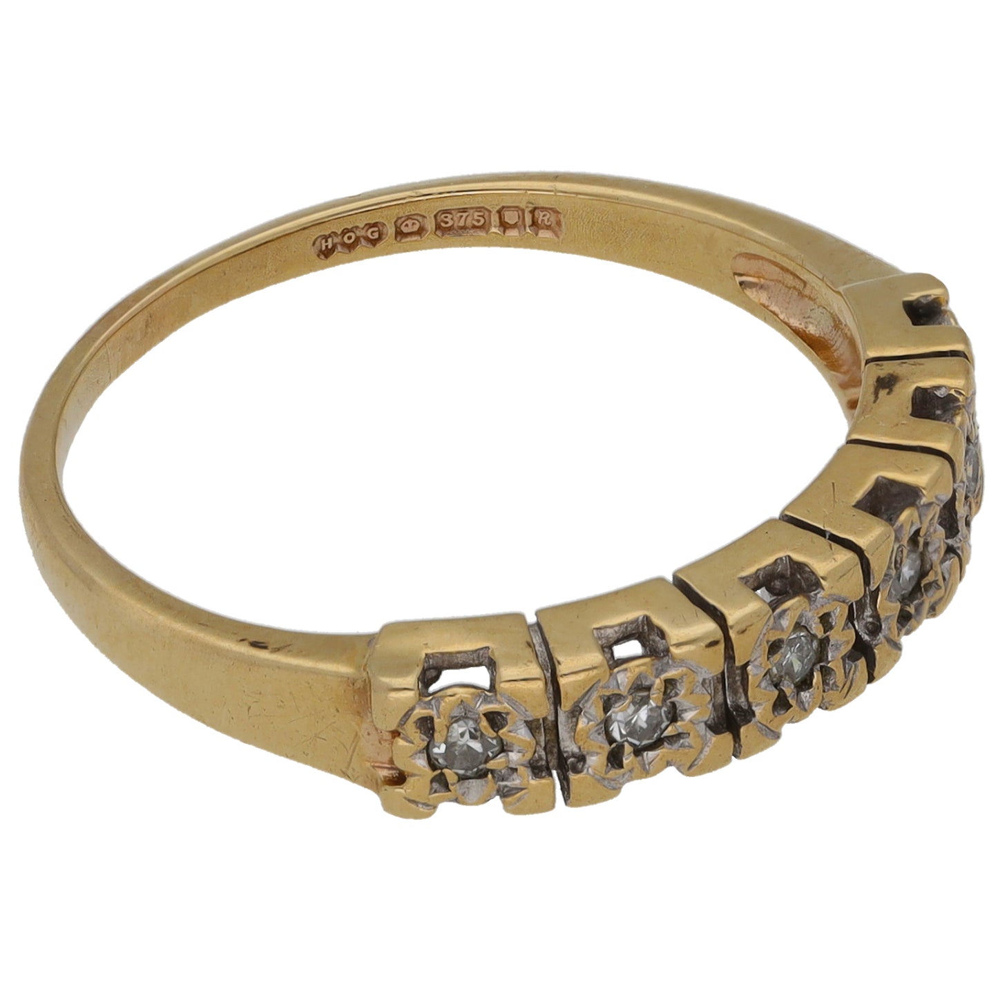 9ct Gold 0.06ct Diamond Half Eternity Ring Size P