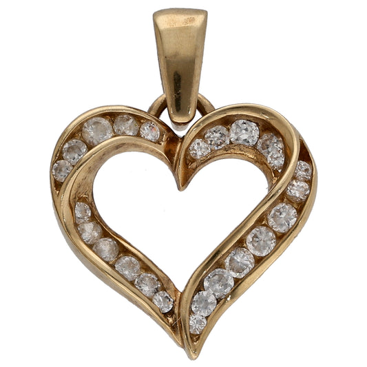 9ct Gold Cubic Zirconia Heart Cluster Pendant