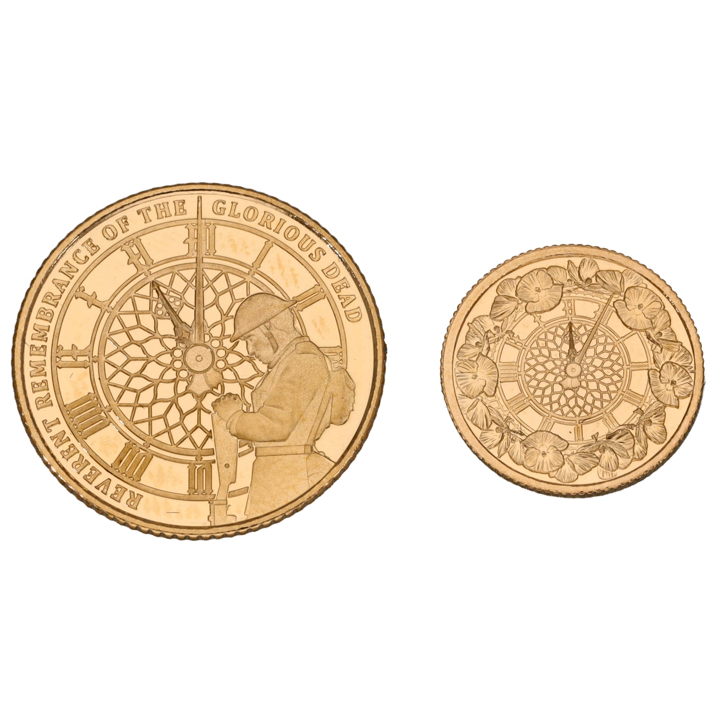 22ct Gold Reverent Remembrance Of The Glorious Dead Half & Quarter Sovereign 2019