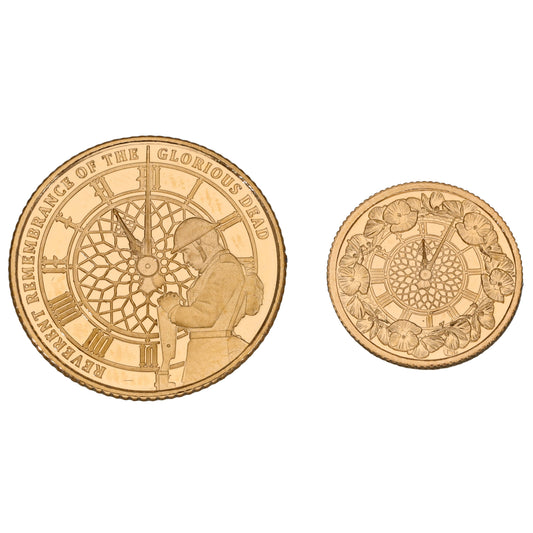 22ct Gold Reverent Remembrance Of The Glorious Dead Half & Quarter Sovereign 2019