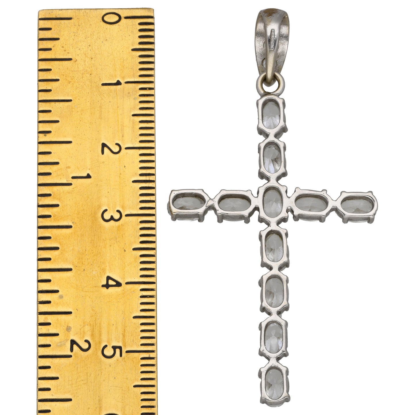 9ct White Gold Cubic Zirconia Cross Pendant