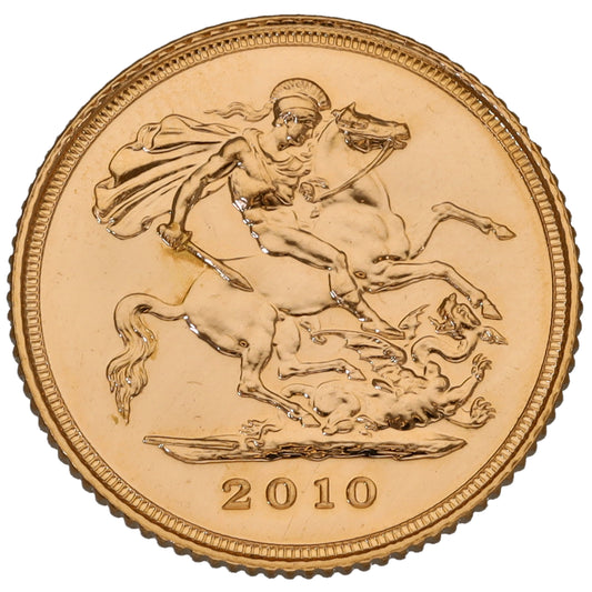 22ct Gold Queen Elizabeth II Half Sovereign Coin 2010