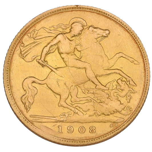 22ct Gold King Edward VII Half Sovereign Coin 1908