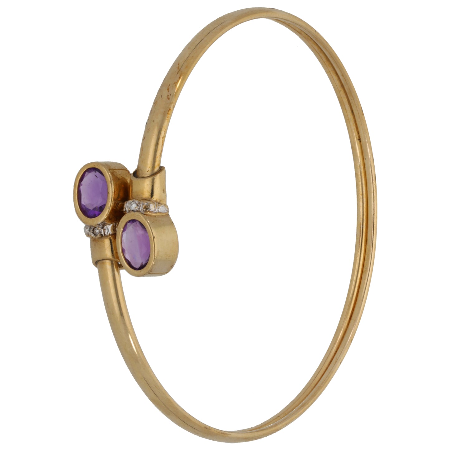 9ct Gold Amethyst & 0.02ct Diamond Torque Bangle