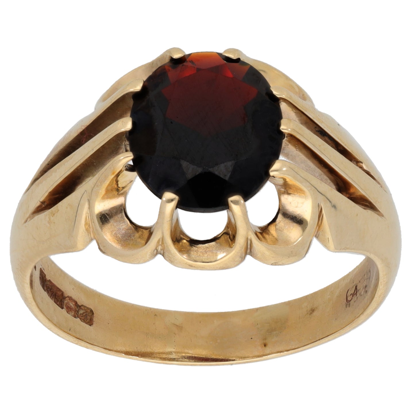 9ct Gold Garnet Single Stone Ring Size V