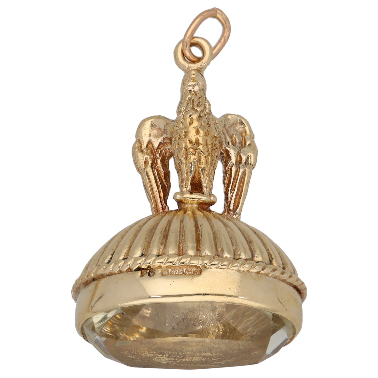 9ct Gold Quartz Fob Pendant