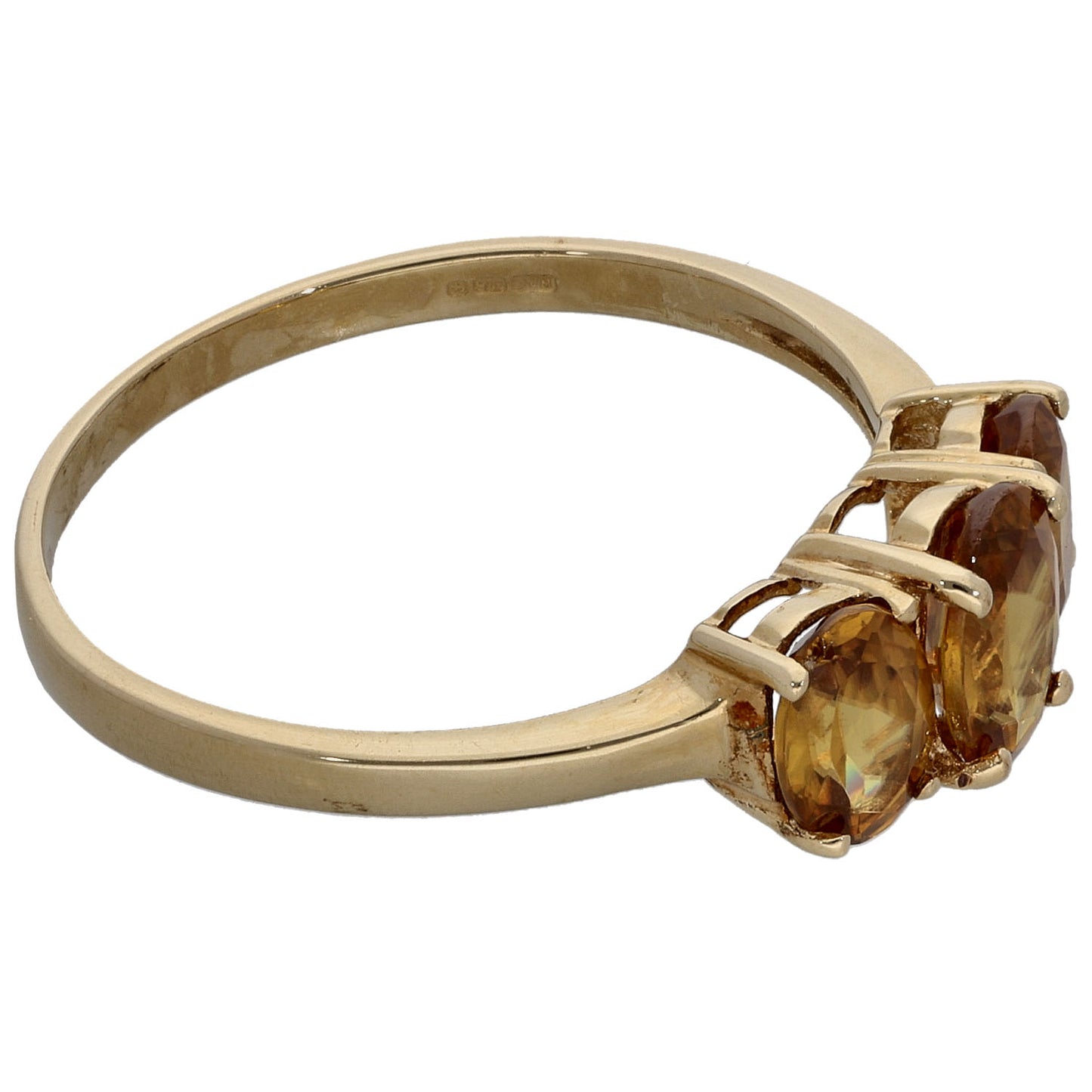 9ct Gold Zircon Three Stone Ring Size R