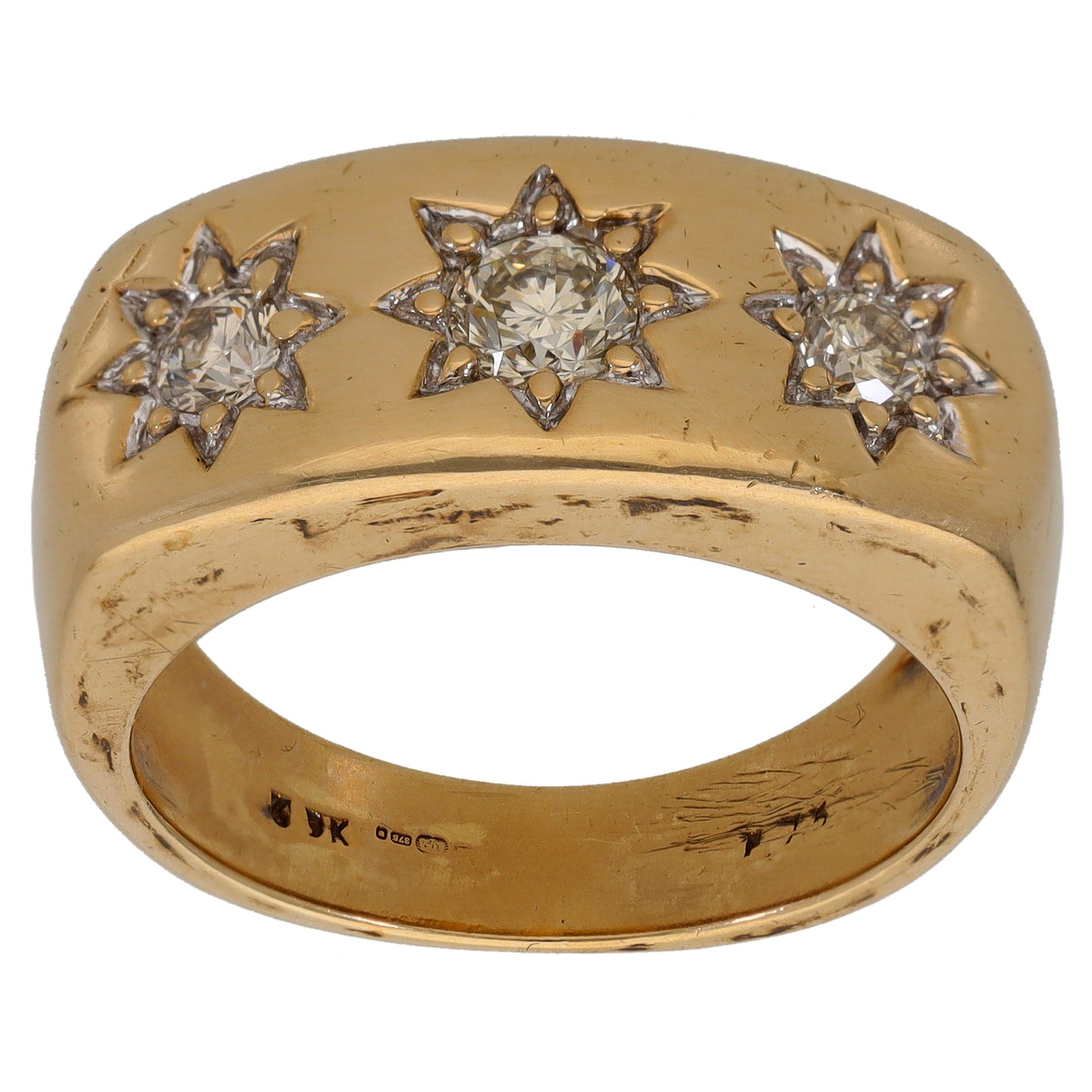9ct Gold 0.80ct Diamond Three Stone Ring Size T