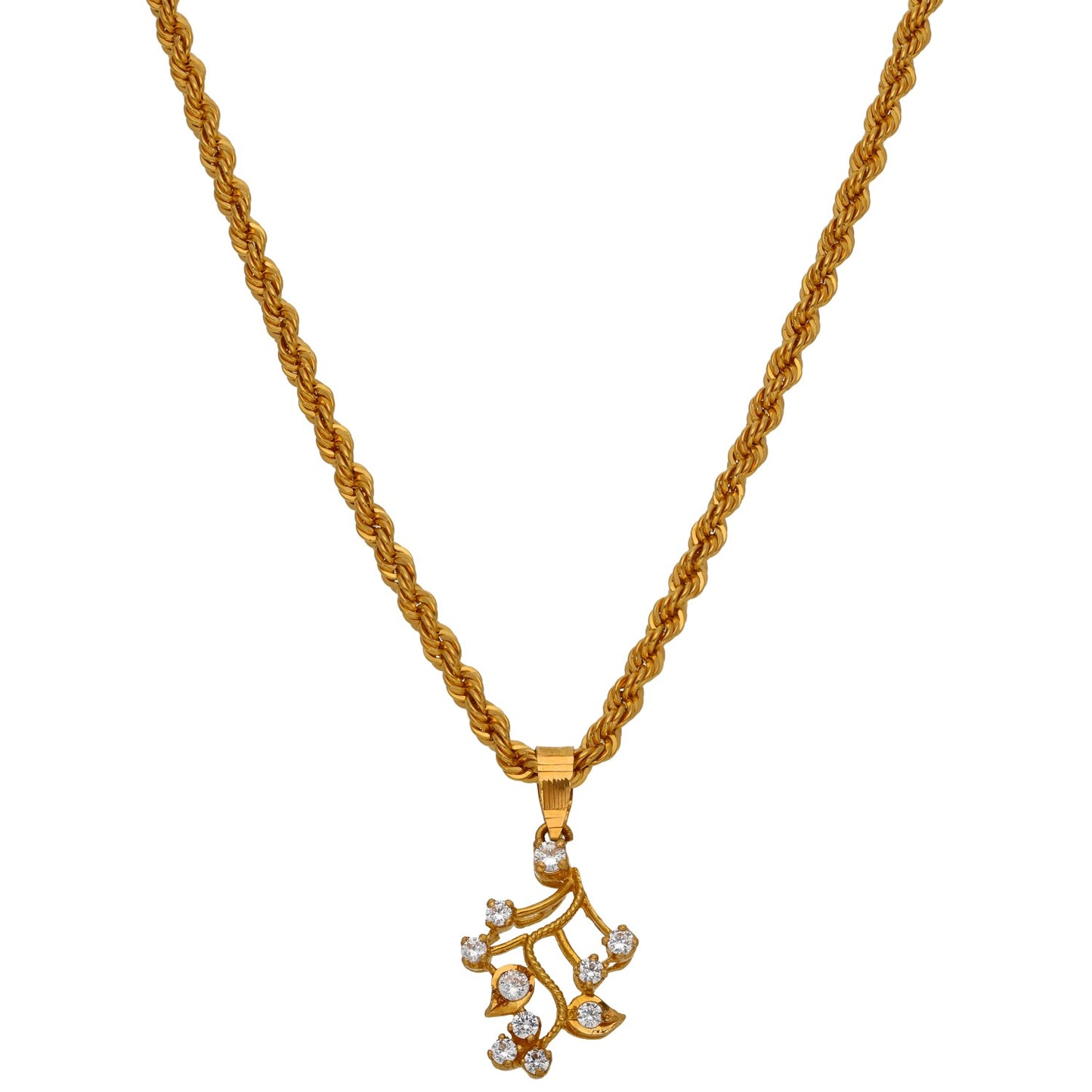 22ct Gold Cubic Zirconia Earrings & Pendant Set