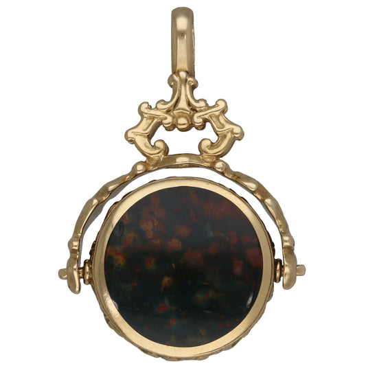 9ct Gold Agate Fob Pendant