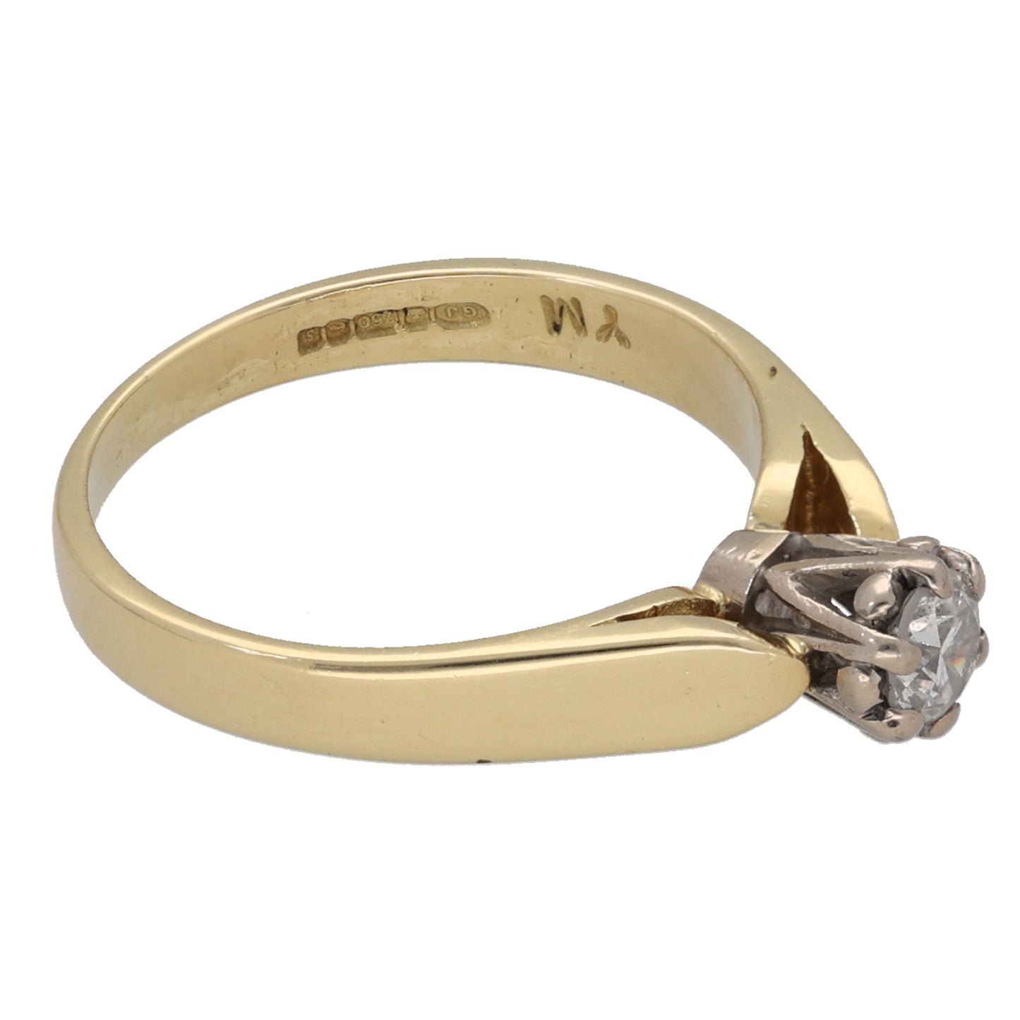 18ct Gold 0.26ct Diamond Solitaire Ring Size K