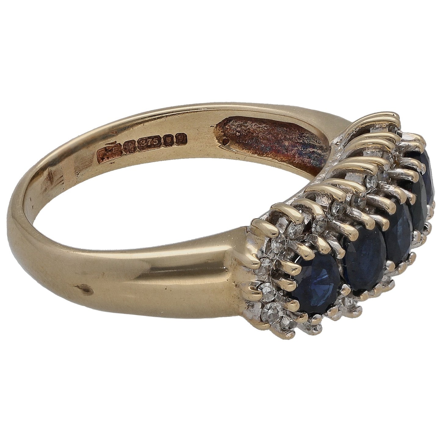 9ct Gold Sapphire & 0.14ct Diamond Dress/Cocktail Ring Size N