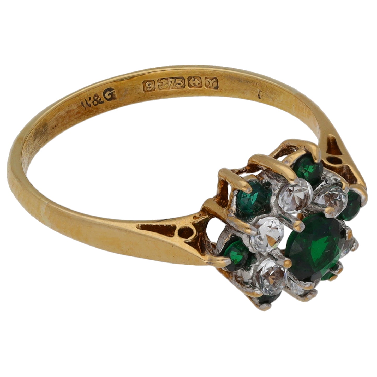 9ct Gold Imitation Gems Dress/Cocktail Ring Size P