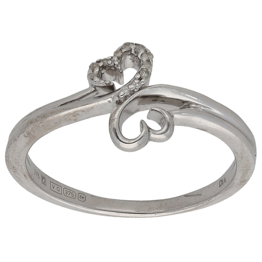 9ct White Gold 0.05ct Diamond Alternative Ring Size I