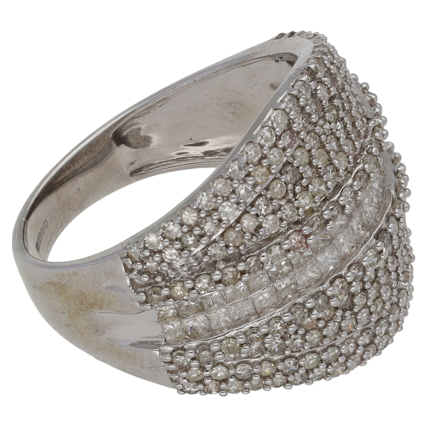 9ct White Gold 1.58ct Diamond Dress/Cocktail Ring Size O