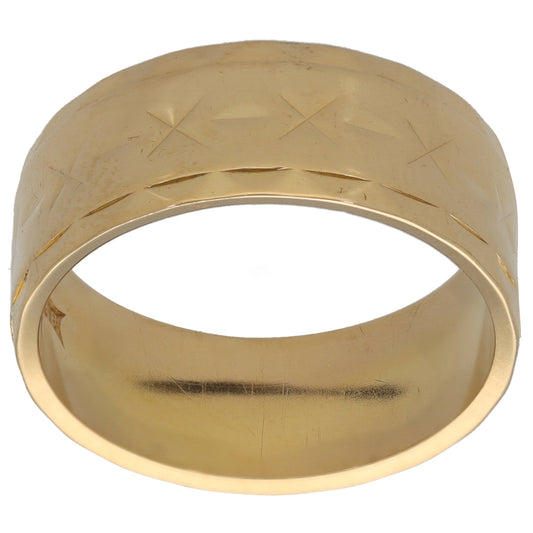 18ct Gold Patterned Wedding Ring Size N