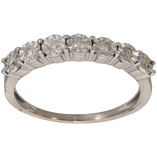 9ct White Gold 0.20ct Diamond Half Eternity Ring Size Q