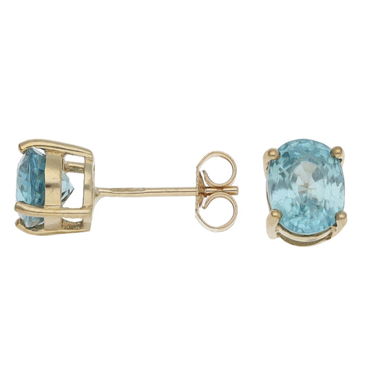 9ct Gold Blue Zircon Stud Earrings