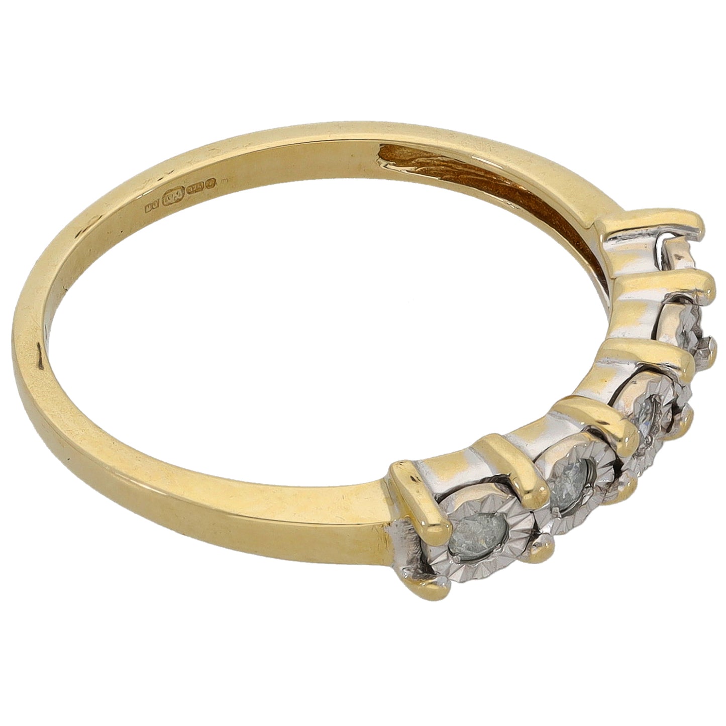 9ct Gold 0.10ct Diamond Half Eternity Ring Size N