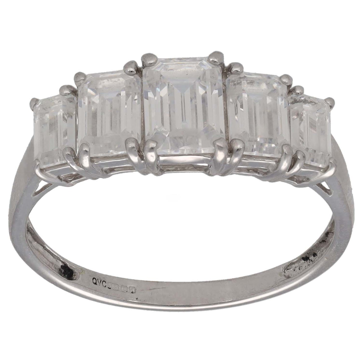 14ct White Gold Cubic Zirconia Half Eternity Ring Size U