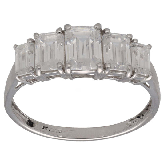 14ct White Gold Cubic Zirconia Half Eternity Ring Size U