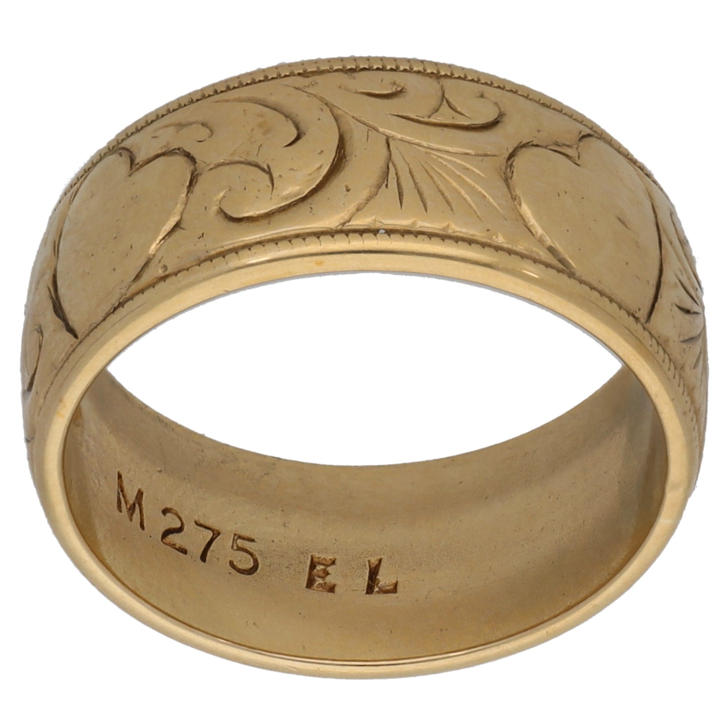 9ct Gold Patterned Wedding Ring Size M