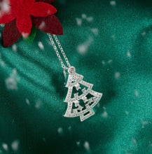 Load image into Gallery viewer, New Sterling Silver Cubic Zirconia Christmas Tree Pendant With Chain
