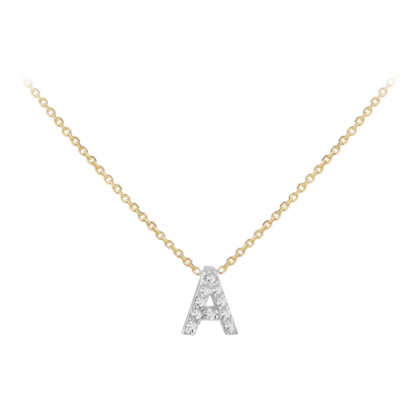 New 9ct Gold Diamond Initial A-Z Chain/Necklace 15-17"