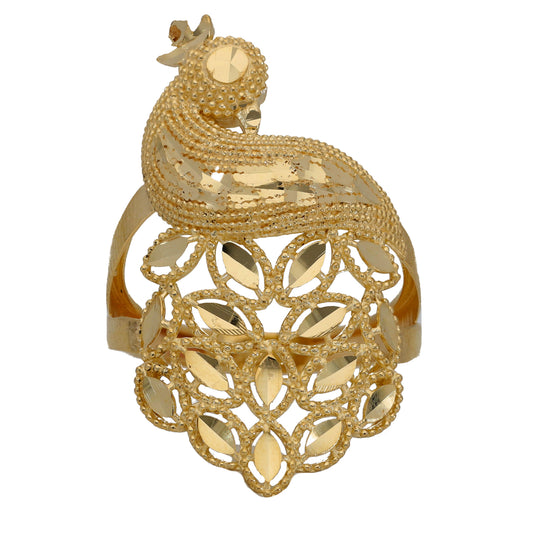 New 14ct Gold Peacock Ring Size N-S
