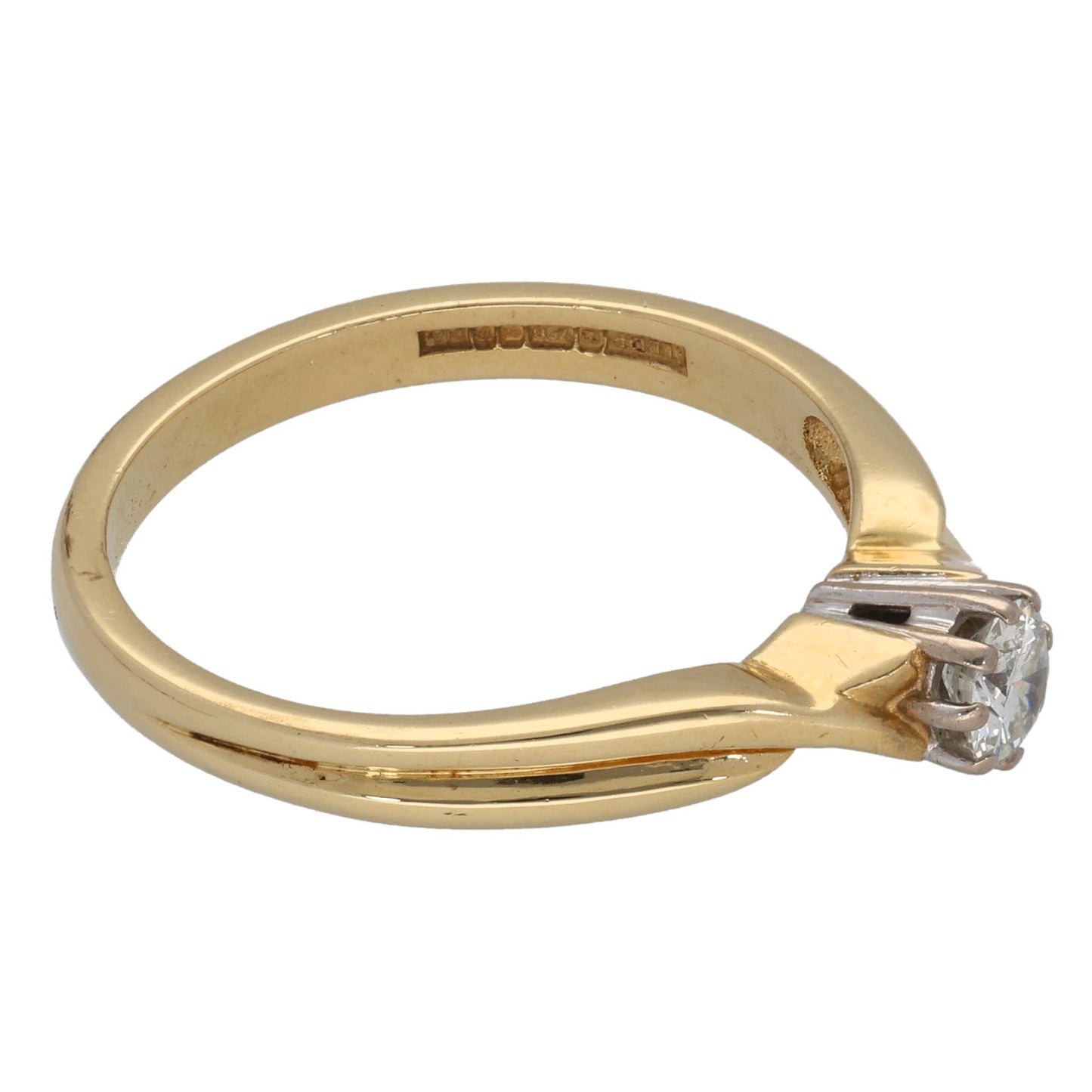 18ct Gold 0.23ct Diamond Solitaire Ring Size P