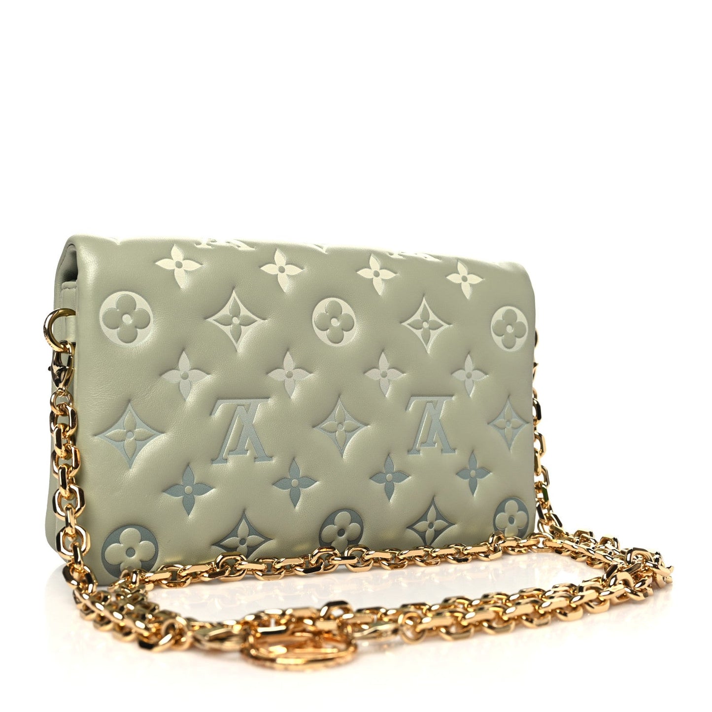 Louis Vuitton Lambskin Embossed Monogram Pochette Coussin - Green
