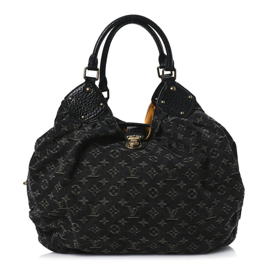 Louis Vuitton Mahina Monogram Denim Leather Hobo Bag - Black