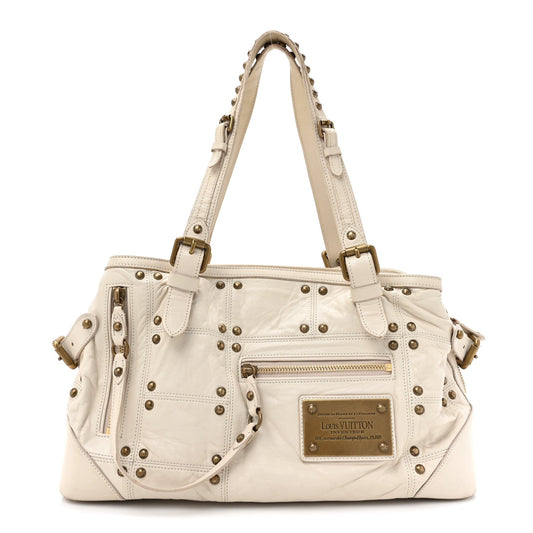 Louis Vuitton Riveting White Lambskin Leather Bag - White