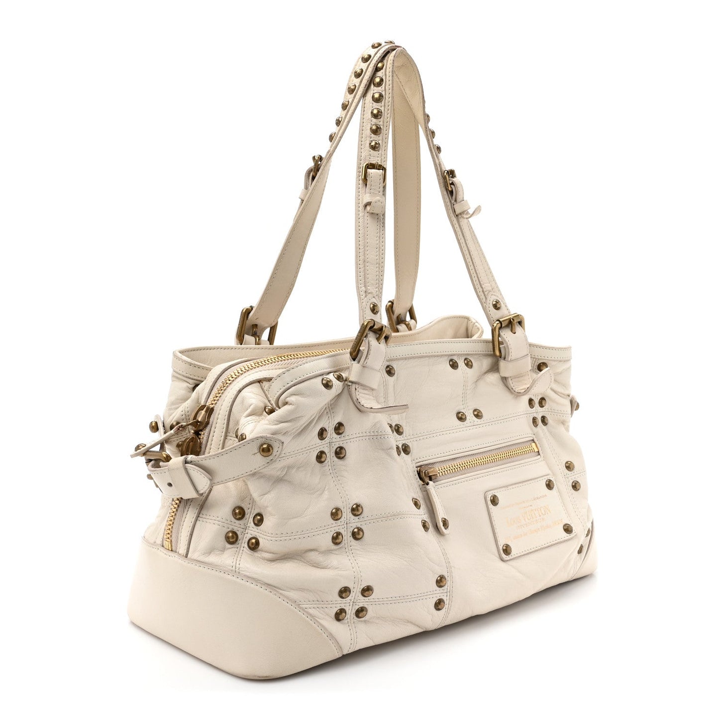 Louis Vuitton Riveting White Lambskin Leather Bag - White