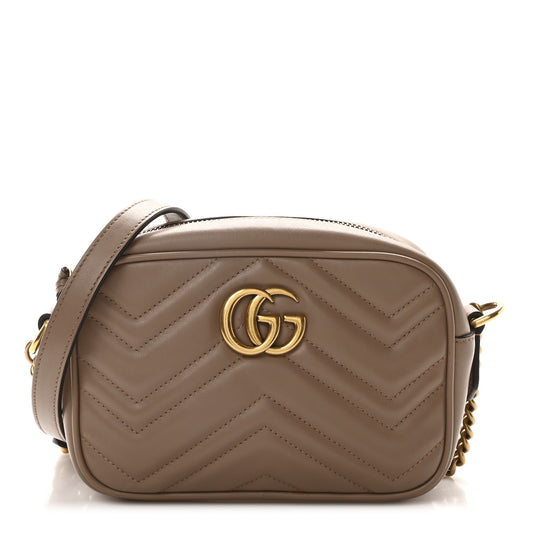 Gucci Mini GG Marmont Chain Shoulder Calfskin Matelasse Leather Bag - Porcelain Rose