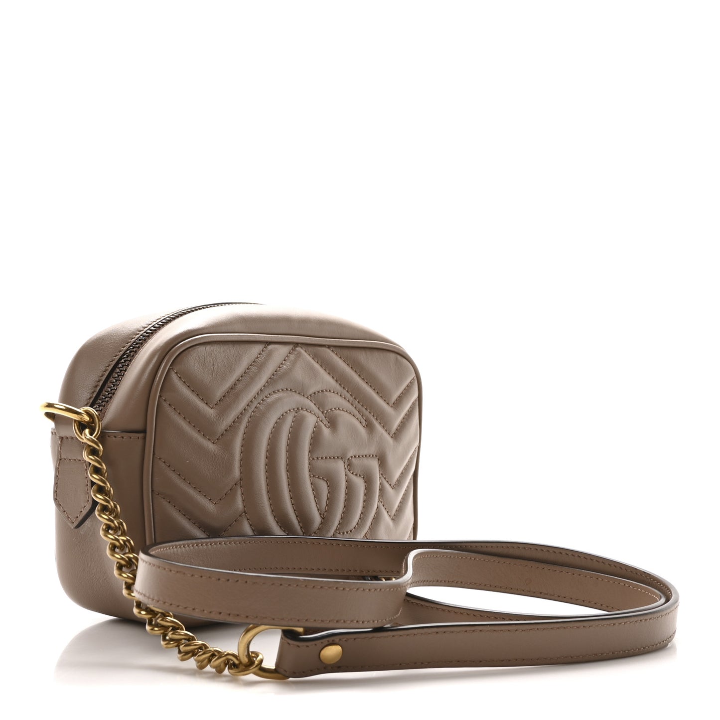 Gucci Mini GG Marmont Chain Shoulder Calfskin Matelasse Leather Bag - Porcelain Rose