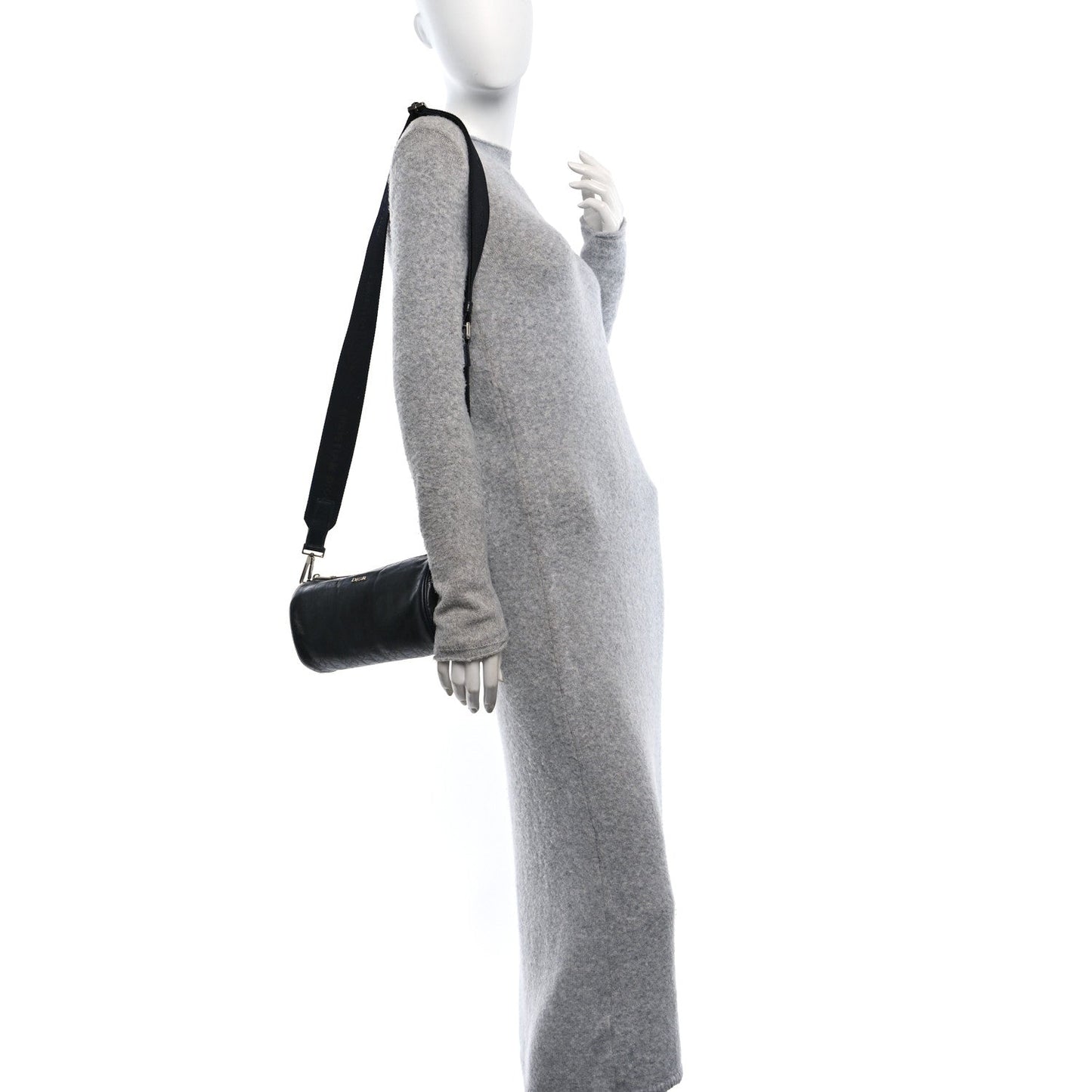 Christian Dior Perforated Oblique Roller Messenger Calfskin Leather Bag - Black