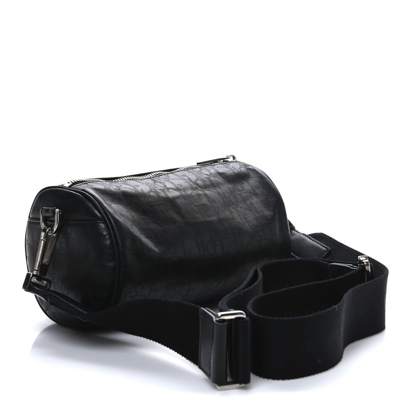 Christian Dior Perforated Oblique Roller Messenger Calfskin Leather Bag - Black