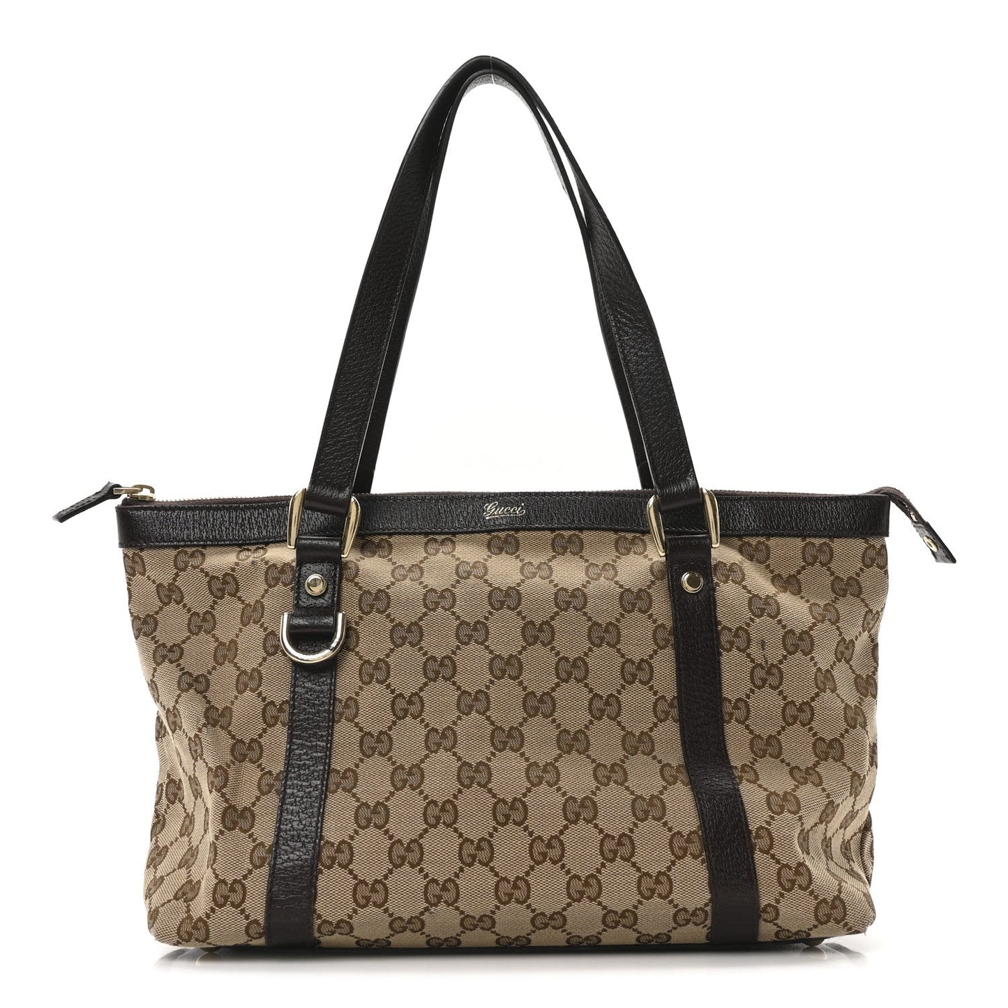 Gucci GG Monogram Medium Abbey Tote Dark Brown Canvas Bag - Dark Brown
