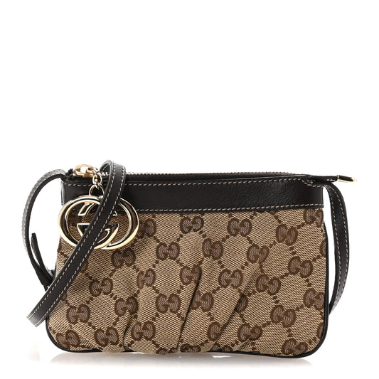 Gucci GG Monogram Small Crossbody Dark Brown Coated Canvas Bag - Brown