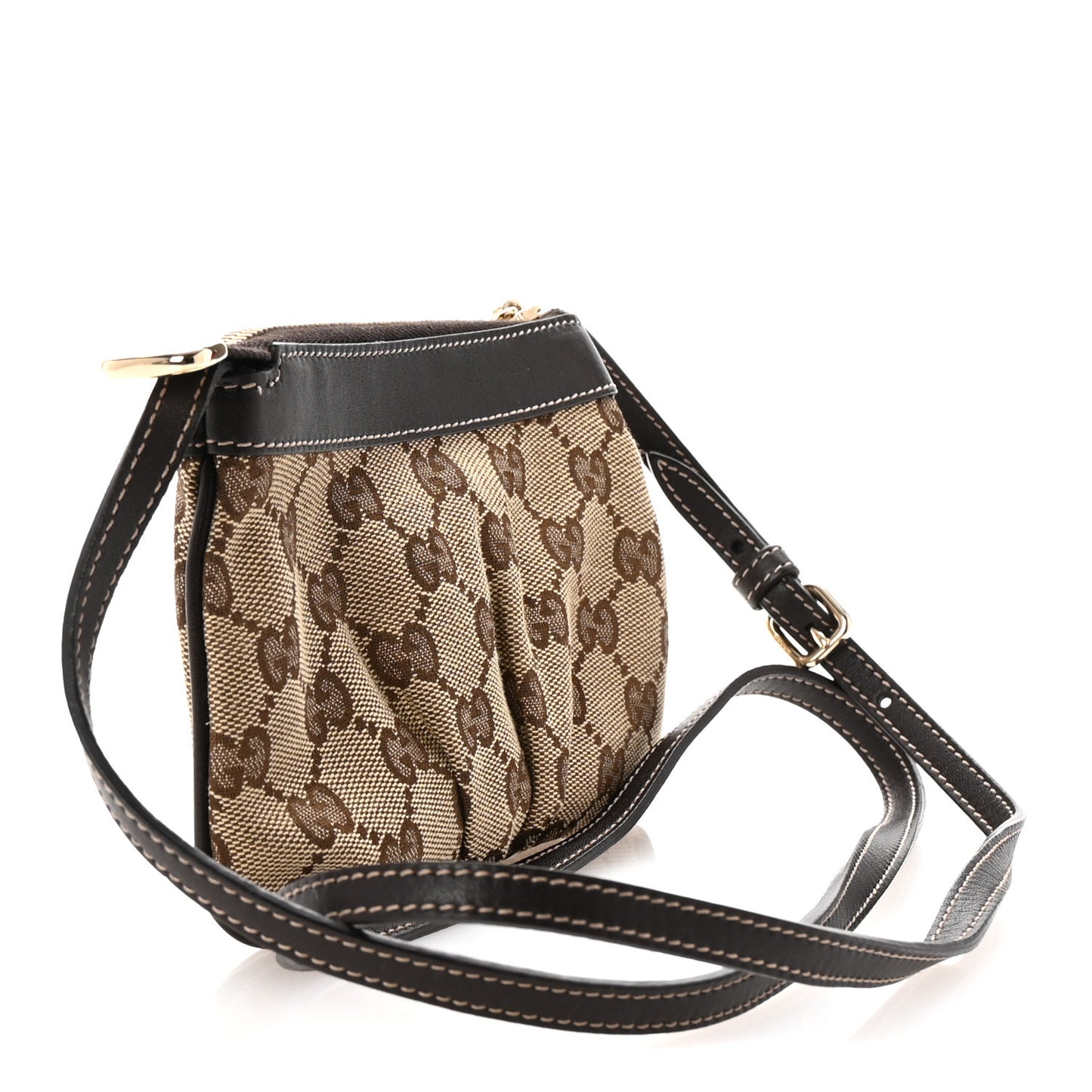 Gucci GG Monogram Small Crossbody Dark Brown Coated Canvas Bag - Brown
